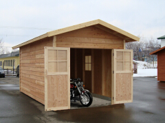バイクガレージや木製物置小屋として。キットハウス2745